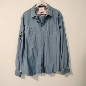 Original Weatherproof Vintage Men's XXL Button Up Shirt Long Sleeves Denim Blue
